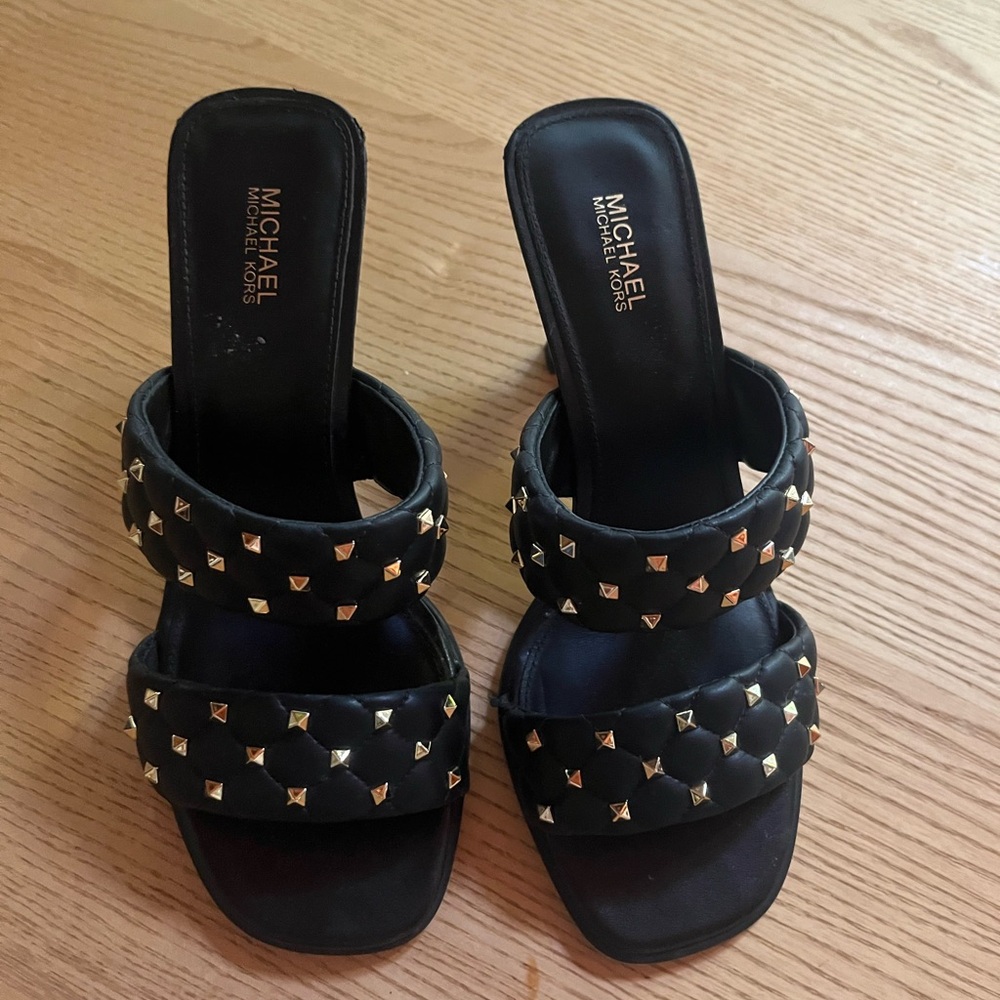 Michael Kors Black and Gold Studded Heels - Picture 5 of 9